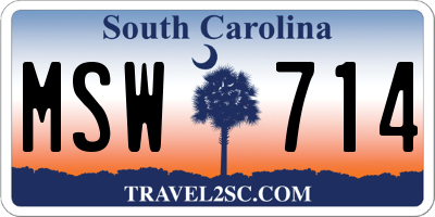 SC license plate MSW714