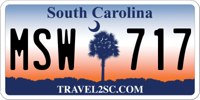 SC license plate MSW717