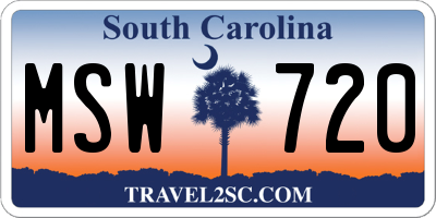SC license plate MSW720