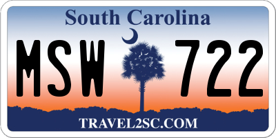 SC license plate MSW722