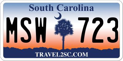 SC license plate MSW723