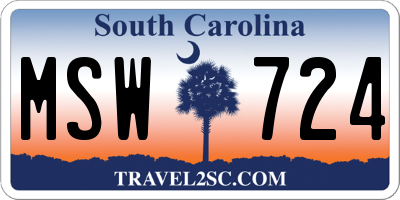 SC license plate MSW724