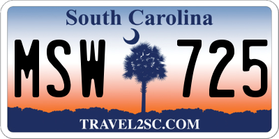 SC license plate MSW725