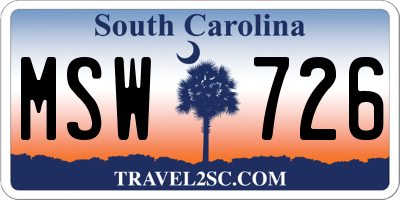 SC license plate MSW726