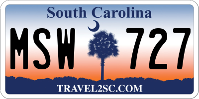 SC license plate MSW727