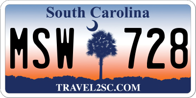 SC license plate MSW728