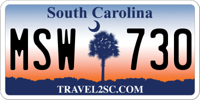 SC license plate MSW730