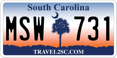 SC license plate MSW731