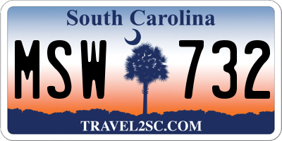 SC license plate MSW732