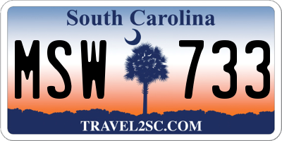 SC license plate MSW733
