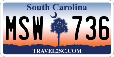 SC license plate MSW736