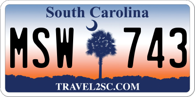SC license plate MSW743