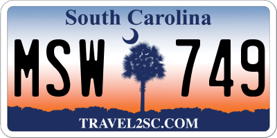 SC license plate MSW749