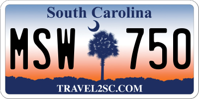 SC license plate MSW750