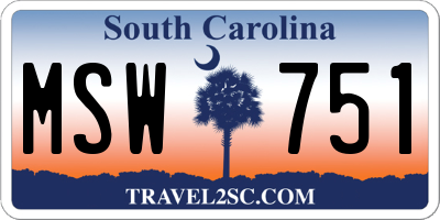 SC license plate MSW751