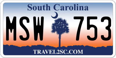 SC license plate MSW753