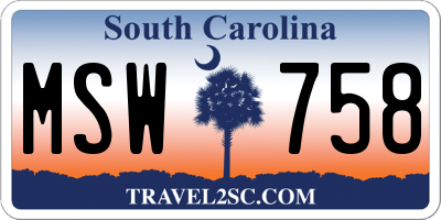 SC license plate MSW758