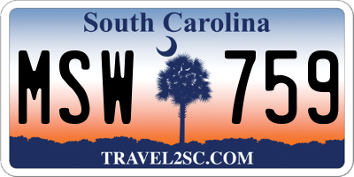SC license plate MSW759