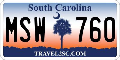 SC license plate MSW760