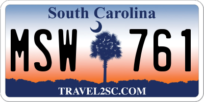 SC license plate MSW761