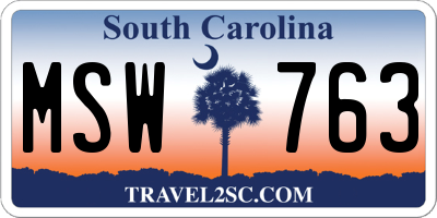 SC license plate MSW763
