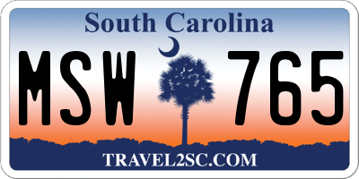 SC license plate MSW765