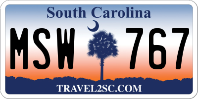 SC license plate MSW767