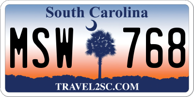 SC license plate MSW768