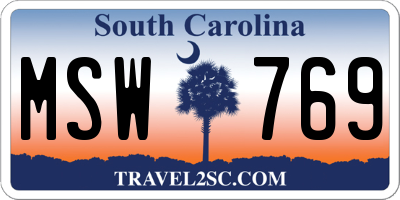 SC license plate MSW769
