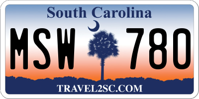 SC license plate MSW780