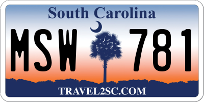 SC license plate MSW781