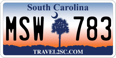 SC license plate MSW783