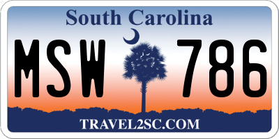SC license plate MSW786