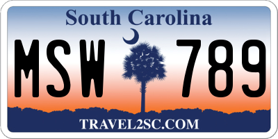 SC license plate MSW789