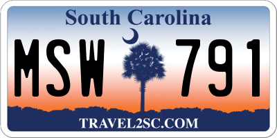 SC license plate MSW791