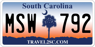 SC license plate MSW792
