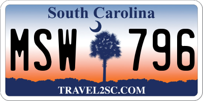 SC license plate MSW796