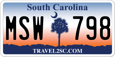 SC license plate MSW798