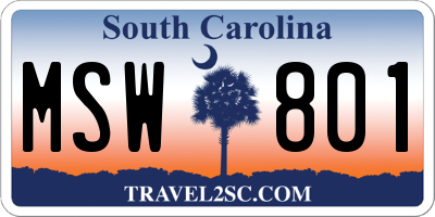 SC license plate MSW801