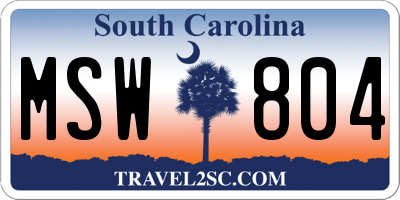SC license plate MSW804