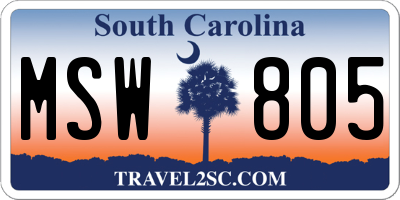 SC license plate MSW805