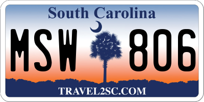 SC license plate MSW806