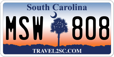 SC license plate MSW808