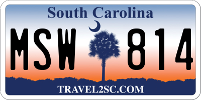 SC license plate MSW814