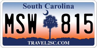 SC license plate MSW815