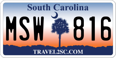 SC license plate MSW816