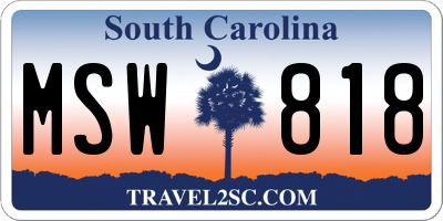 SC license plate MSW818