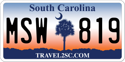 SC license plate MSW819