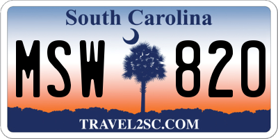 SC license plate MSW820