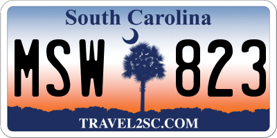 SC license plate MSW823